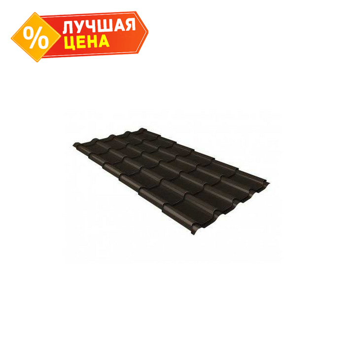 Металлочерепица Grand Line Kamea (Камея) 0,5 GreenCoat Pural Matt BT RR 32 Темно-коричневый